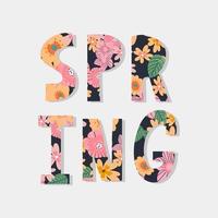 Hello Spring hand logotype, badge typography icon. Lettering spring season with leaf for greeting card, invitation template. Retro, vintage lettering banner poster template background, Sale, offer vector