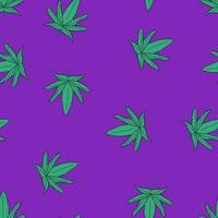 Seamless Pattern With Marijuana Leaves, Flat Vector Illustration.