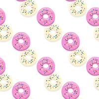 Vector  seamless pattern illustration of donuts pink and light glaze on a white background.