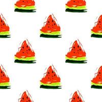 Seamless pattern with slices of watermelon on a white background Vector