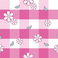 white cute flower seamless in pink check pattern for fabric vector