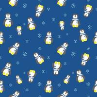 cute penguin in winter seamless pattern for print or fabric vector