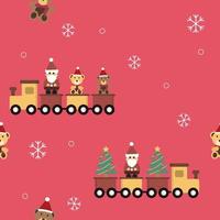 cute train with Santa riding in red background seamless pattern for print in Christmas theme vector