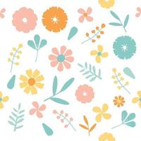 pastel cute leaf and flower seamless for fabric pattern vector