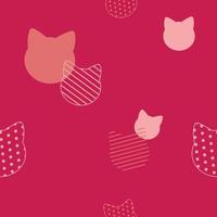 Cute cat and polka dot seamless background for fabric pattern vector