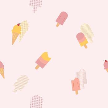 pastel ice cream and polka dot seamless background for fabric pattern vector