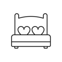 cama de amor con ilustración de vector de icono de corazón.