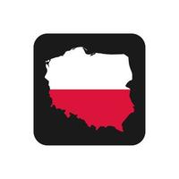 Polonia mapa silueta con bandera sobre fondo negro vector