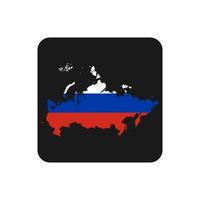 Rusia mapa silueta con bandera sobre fondo negro vector