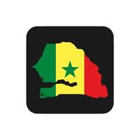 Silueta de mapa de Senegal con bandera sobre fondo negro vector