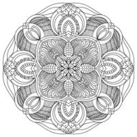 Mandala drawing vector element. Coloring page, coloring book for kids and adults. Background with space for text. Outline floral round ornament. Line Illustration for printing on paper or fabric.