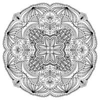 elemento vectorial de dibujo mandala. página para colorear, libro para colorear para niños y adultos. fondo con espacio para texto. esbozar adorno redondo floral. ilustración de línea para imprimir en papel o tela. vector