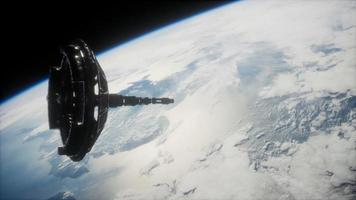 futuristic Space satellite orbiting the earth video