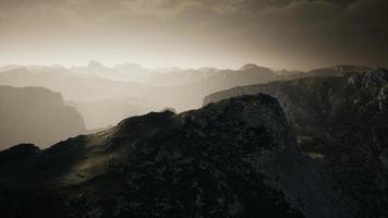 Dramatic sky over steps in a mountain. video