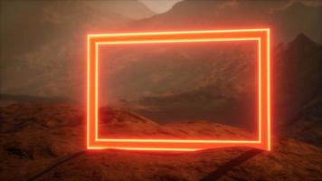 Neon Portal on Mars Planet Surface With Dust Blowing video