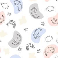 Seamless pattern baby  doodle hand drawn Cartoon sketch style doodle for icon, banner. Elements little baby clothes. vector