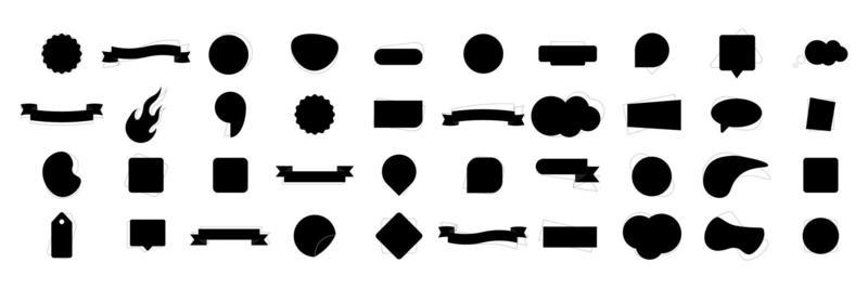 Set of various stickers for sale and business promotion. Black labels, vector