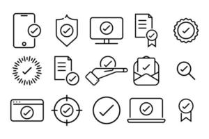 Simple set of approval vector line icons. Confirm vector sign