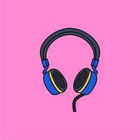 simple vector illustration of gaming headset objects and pink background