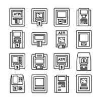 atm icons line vector illustration