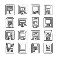 atm icons line vector illustration