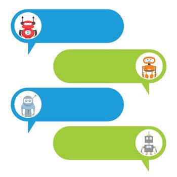 robot with chat dialog set vector