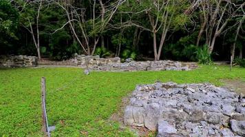Ancient Mayan site with temple ruins pyramids artifacts Muyil Mexico. video
