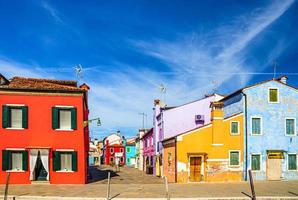 Burano island with colorful houses buildings