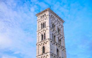 Bell tower of Chiesa di San Michele in Foro St Michael Roman Catholic church in historical centre photo