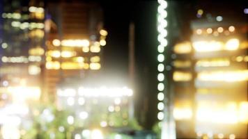 defocused bokeh of cityscape at twilight time video