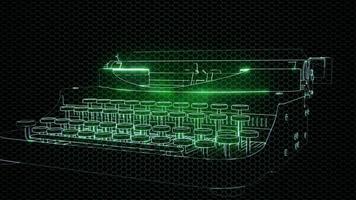 holograma de máquina de escrever retrô no escuro