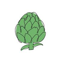 Hand drawn vector illustration of artichoke in single line style. Cute Illustration of a vegetable on a white background.