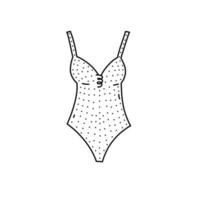 Hand drawn vector illustration of swimsuit. Cute illustration of one-piece swimsuit on a white background in doodle style.