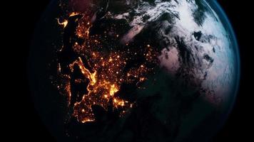 planète terre vue de l'espace la nuit montrant les lumières des pays video