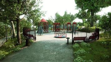 parque infantil vacío para el ocio en el parque cerrado en un tiempo coronavirus video