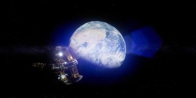 station spatiale internationale en orbite autour de la terre en réalité virtuelle video