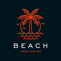 vector beach logo with palm tree