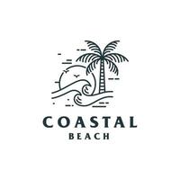 Palm Tree Beach Silhouette for Hotel Restaurant Vacation Holiday Travel logo design vector