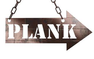 plank word on metal pointer photo