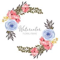 watercolor rose flower frame border wreath vector