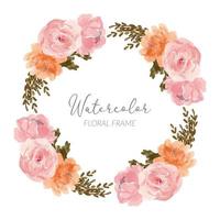 watercolor rose peony flower bouquet frame wreath