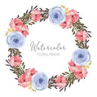 watercolor rose flower bouquet frame wreath vector