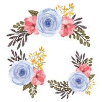 watercolor floral arrangement set paint element vector