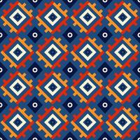 Aztec ethnic geometic blue red color seamless pattern vector