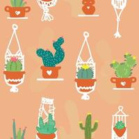 colección de cactus en una olla vector