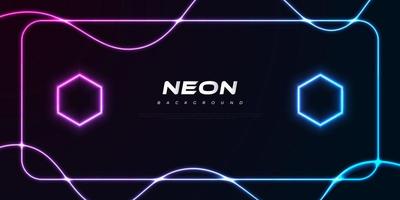 Modern and Futuristic Background with Glowing Neon Frames Isolated on Dark Background. Blue and Purple Neon Background vector