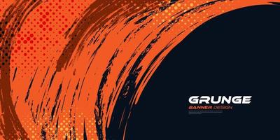 Abstract Black and Orange Grunge Background with Halftone Style. Brush Stroke Illustration for Banner, Poster, or Sports. Scratch and Texture Elements For Design vector