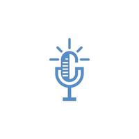 letra c para el diseño creativo del logotipo del podcast del micrófono vector