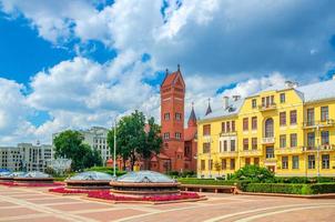 Saints Simon and Helena Roman Catholic church or Red Church on Independence Square in Minsk photo