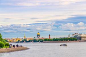 Cityscape of Saint Petersburg Leningrad city, Palace Bridge bascule across Neva river photo